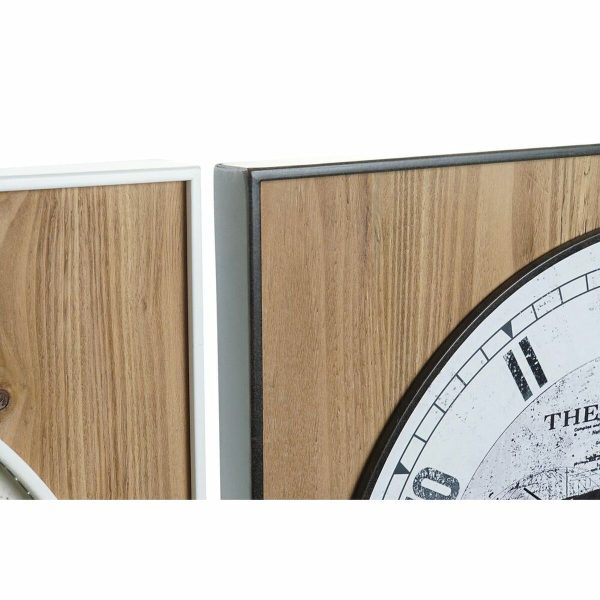 Wall Clock DKD Home Decor Black White Iron Vintage 60 x 4,5 x 60 cm MDF Wood World Map (2 Units) Sale