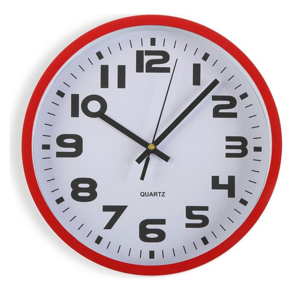 Wall Clock Versa Red Plastic 3,8 x 25 x 25 cm Fashion