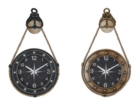 Wall Clock DKD Home Decor 43 x 8 x 71 cm Crystal Black Golden Iron (2 Units) Fashion