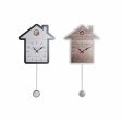 Wall Clock DKD Home Decor 32 x 5 x 56 cm Natural White Plastic House MDF Wood (2 Units) Online Sale