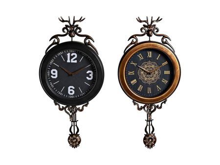 Wall Clock DKD Home Decor Black Golden Crystal Iron Pendulum 27 x 7,5 x 57,5 cm (2 Units) Hot on Sale