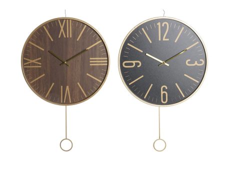 Wall Clock DKD Home Decor 40 x 4 x 40 cm Black Brown Iron Pendulum MDF Wood (2 Units) Hot on Sale