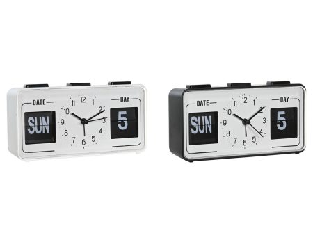 Alarm Clock DKD Home Decor 17 x 5 x 9 cm Black White PVC (2 Units) on Sale