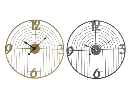 Wall Clock DKD Home Decor Black Golden Metal Modern 45 x 3 x 45 cm (2 Units) For Cheap