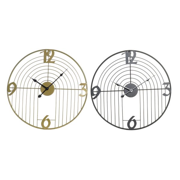 Wall Clock DKD Home Decor Black Golden Metal Modern 45 x 3 x 45 cm (2 Units) For Cheap