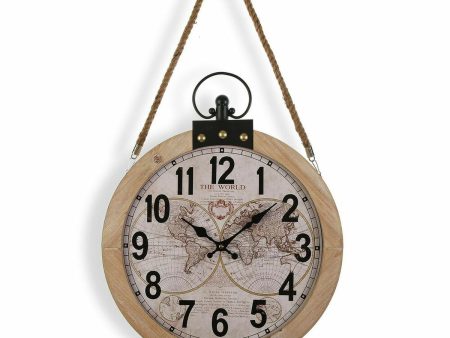 Wall Clock Versa Mapamundi 40 x 6,5 x 47 cm MDF Wood Fashion