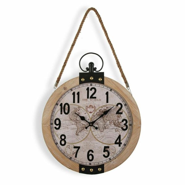 Wall Clock Versa Mapamundi 40 x 6,5 x 47 cm MDF Wood Fashion