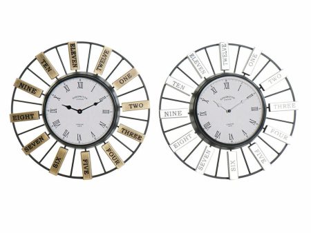 Wall Clock DKD Home Decor 40 x 6,4 x 40 cm Crystal Silver Golden Iron (2 Units) Fashion