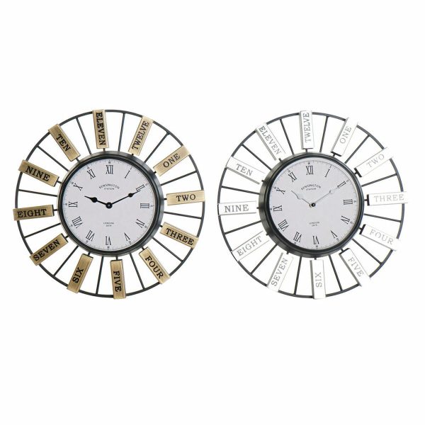 Wall Clock DKD Home Decor 40 x 6,4 x 40 cm Crystal Silver Golden Iron (2 Units) Fashion