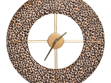 Wall Clock 48 x 3,5 x 48 cm Synthetic Fabric Metal Leopard For Cheap