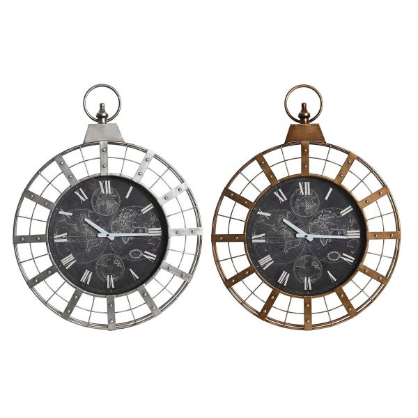 Wall Clock DKD Home Decor 60 x 6,5 x 78 cm Crystal Silver Black Golden Iron (2 Units) Online