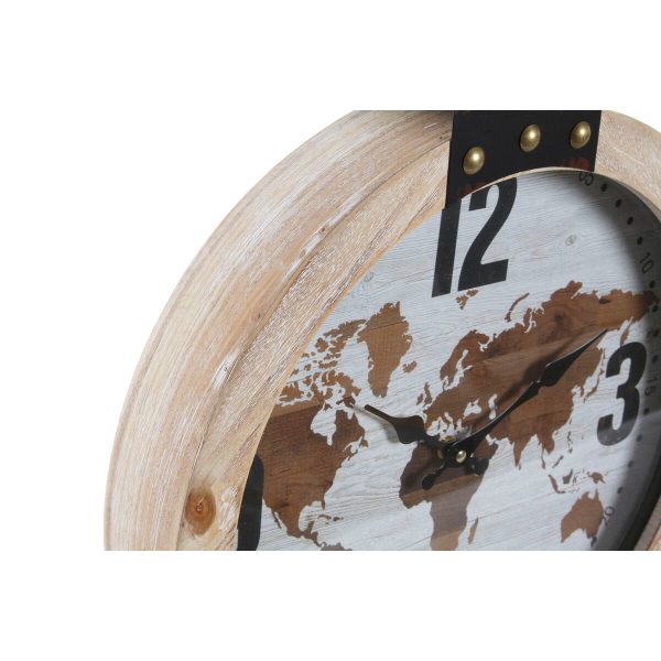 Wall Clock DKD Home Decor 40 x 4 x 54 cm Crystal Iron MDF Wood World Map (2 Units) Fashion