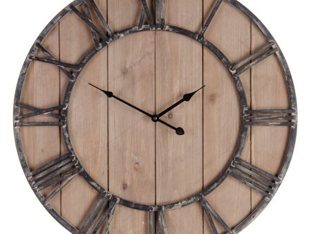 Wall Clock Natural Black 60 x 4 x 60 cm DMF For Discount