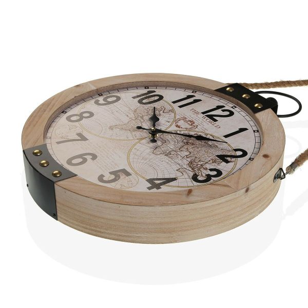 Wall Clock Versa Mapamundi 40 x 6,5 x 47 cm MDF Wood Fashion