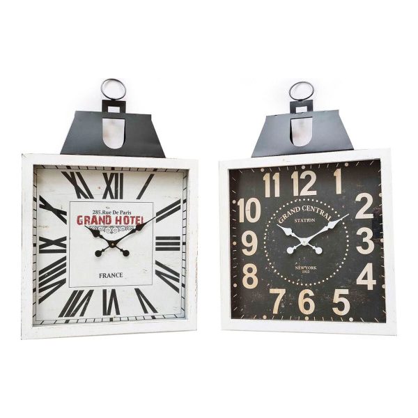 Wall Clock DKD Home Decor 60 x 6 x 89 cm Crystal Black White Iron Traditional MDF Wood (2 Units) For Cheap