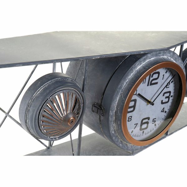 Wall Clock DKD Home Decor Crystal Iron Aeroplane MDF Wood Dark grey (120 x 21 x 33.5 cm) Online Sale