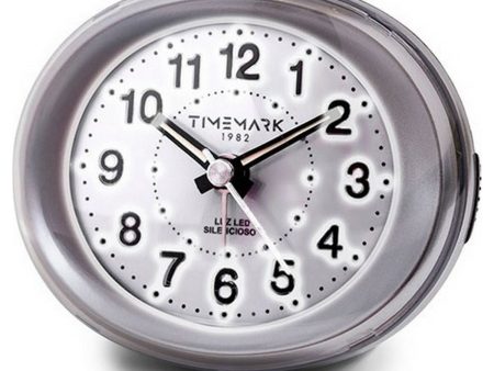 Analogue Alarm Clock Timemark Silver LED Light Silent Snooze Night mode 9 x 9 x 5,5 cm (9 x 9 x 5,5 cm) Online Hot Sale