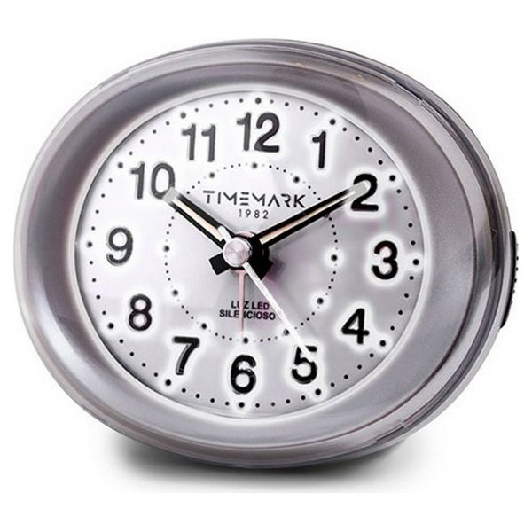 Analogue Alarm Clock Timemark Silver LED Light Silent Snooze Night mode 9 x 9 x 5,5 cm (9 x 9 x 5,5 cm) Online Hot Sale