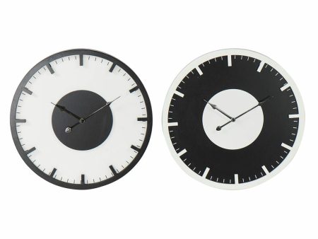 Wall Clock DKD Home Decor 50 x 3,5 x 50 cm Black White Vintage MDF Wood (2 Units) Sale