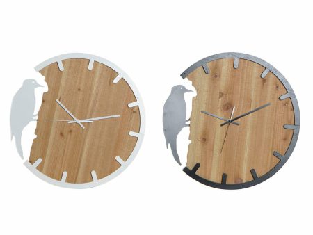 Wall Clock DKD Home Decor Black Brown White Iron Bird 50 x 4 x 50 cm MDF Wood (2 Units) For Sale