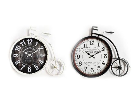 Wall Clock DKD Home Decor 60 x 6 x 50 cm Crystal Black Bicycle White Iron Vintage (2 Units) Online