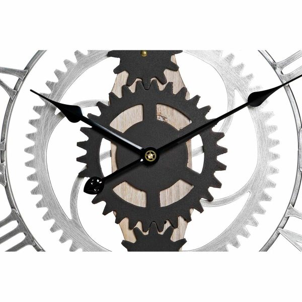 Wall Clock DKD Home Decor Silver Black MDF Iron Gears Loft (60 x 4 x 60 cm) Cheap