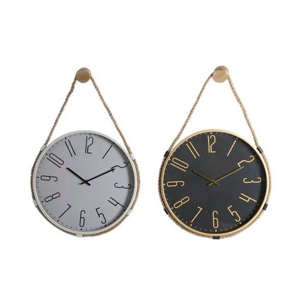 Wall Clock DKD Home Decor 40 x 4,5 x 55 cm Rope Iron (2 Units) Discount