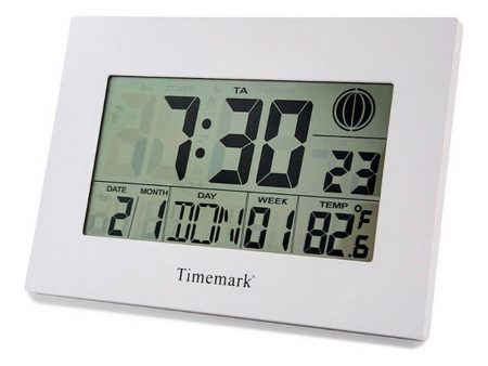 Wall Clock with Thermometer Timemark White (24 x 17 x 2 cm) For Discount