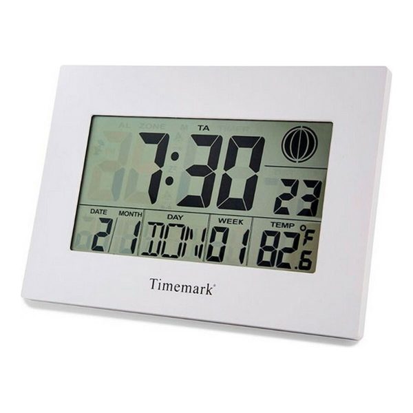 Wall Clock with Thermometer Timemark White (24 x 17 x 2 cm) For Discount