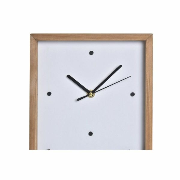 Wall Clock DKD Home Decor White Brown Wood Aluminium Houses Urban 20 x 4 x 30 cm For Sale