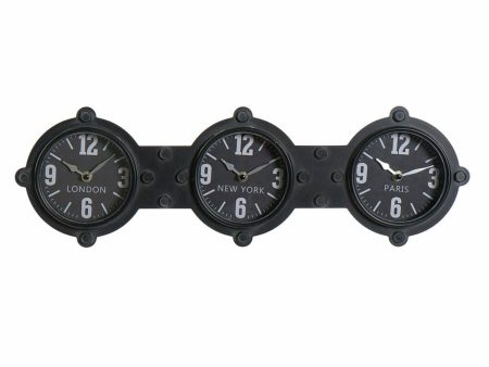 Wall Clock DKD Home Decor Crystal Black Iron (58 x 6.5 x 18 cm) Cheap