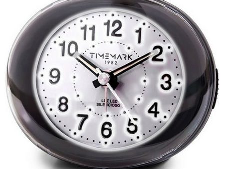 Analogue Alarm Clock Timemark Black LED Light Silent Snooze Night mode 9 x 9 x 5,5 cm (9 x 9 x 5,5 cm) Sale