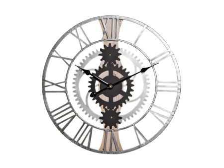 Wall Clock DKD Home Decor Silver Black MDF Iron Gears Loft (60 x 4 x 60 cm) Cheap