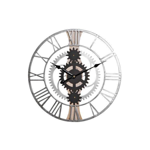 Wall Clock DKD Home Decor Silver Black MDF Iron Gears Loft (60 x 4 x 60 cm) Cheap