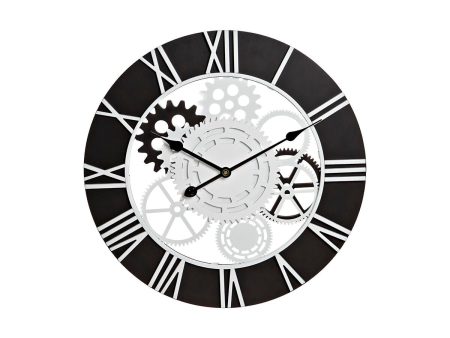 Wall Clock DKD Home Decor White Black Iron MDF Wood Gears 60 x 4 x 60 cm Hot on Sale