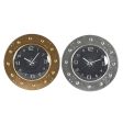 Wall Clock DKD Home Decor 48,5 x 6 x 48,5 cm Crystal Silver Black Golden Iron (2 Units) Online now