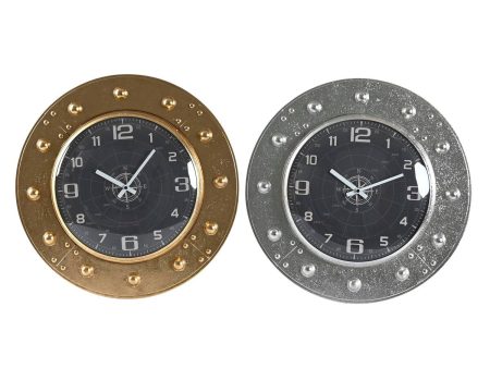 Wall Clock DKD Home Decor 48,5 x 6 x 48,5 cm Crystal Silver Black Golden Iron (2 Units) Online now