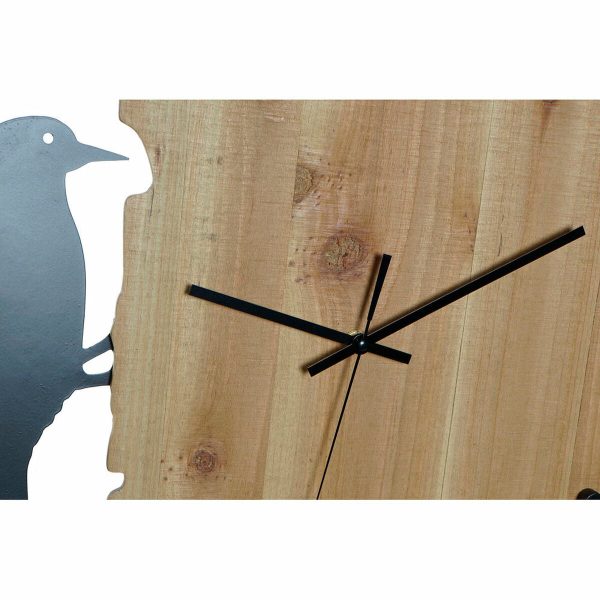 Wall Clock DKD Home Decor Black Brown White Iron Bird 50 x 4 x 50 cm MDF Wood (2 Units) For Sale