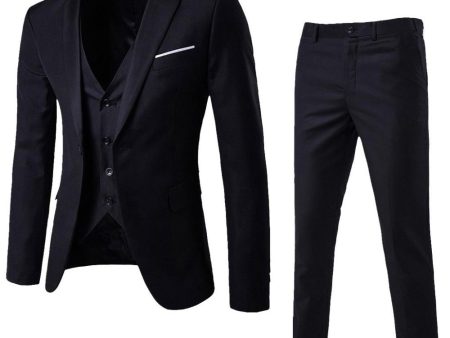 3Pcs Men Blazer Suit +Vest +Pants Office Business Blazers Suits Sets Slim Fit Dress Christmas Party Wedding Suit For Man Autumn Online Sale