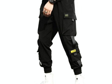 Streetwear Hip Hop Black Harem Pants Men Elastic Waist Punk Pants With Ribbons Casual Slim Jogger Pants Men Hip Hop Trousers Online