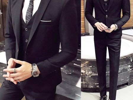 3Pcs Set Luxury Plus Size Men Formal Business Vest Jacket Tuxedos Wedding Suit Discount