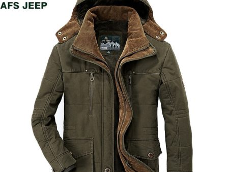 AFS JEEP Brand Thick Winter Parkas men Cotton Warm Jacket men Plus SIze 5XL 6XL 7XL Casual Multi-Pocket Parkas Hombre Invierno Sale