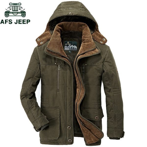 AFS JEEP Brand Thick Winter Parkas men Cotton Warm Jacket men Plus SIze 5XL 6XL 7XL Casual Multi-Pocket Parkas Hombre Invierno Sale